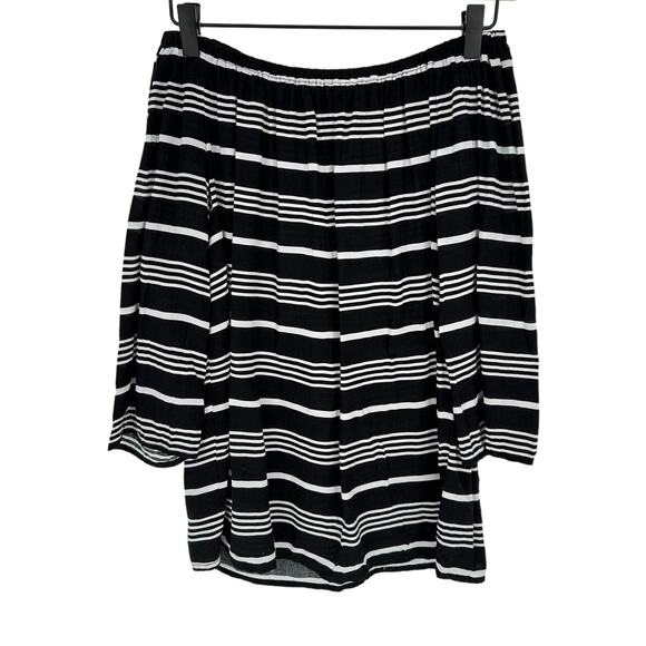 Cynthia Rowley Black White Striped Off the Shoulder Blouse Travel Beach Summer S - Picture 1 of 9